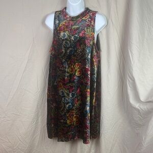 Loft women’s floral velvet sleeveless swing dress